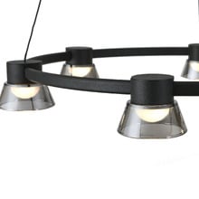 Rocket Iron & Glass Tri-Colour LED 6 Light Pendant